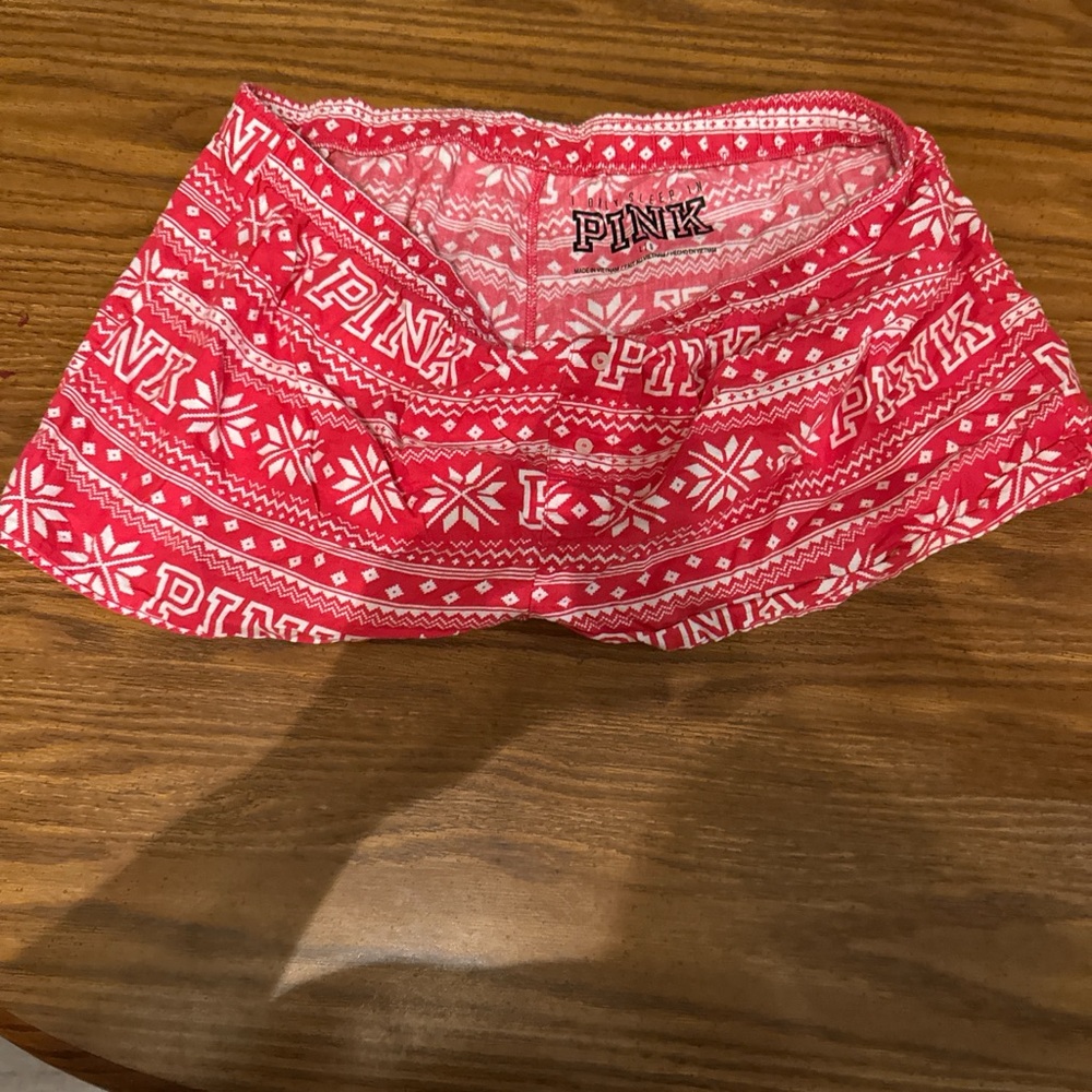 PINK Victoria's Secret Festive Red and White Pajama Shorts